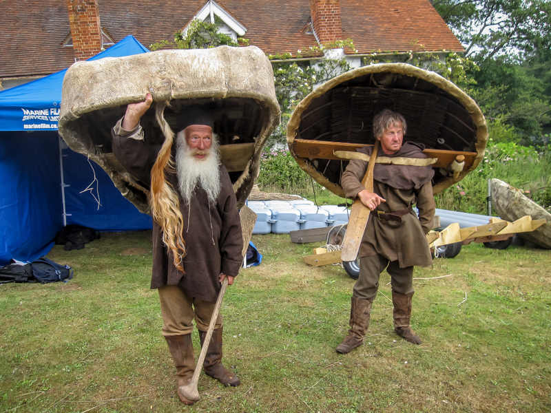 Coracles being carried. Robin Hood-2