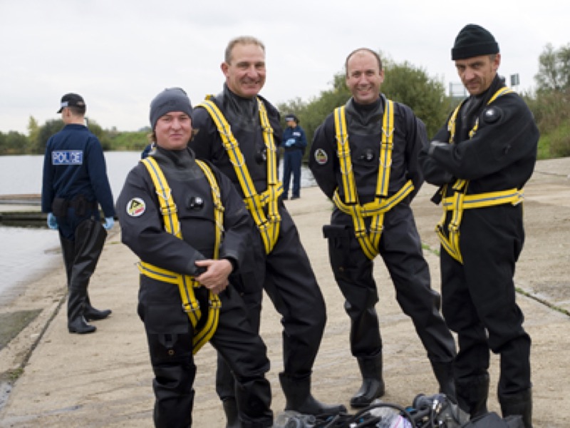 Police divers In Dry Suits
